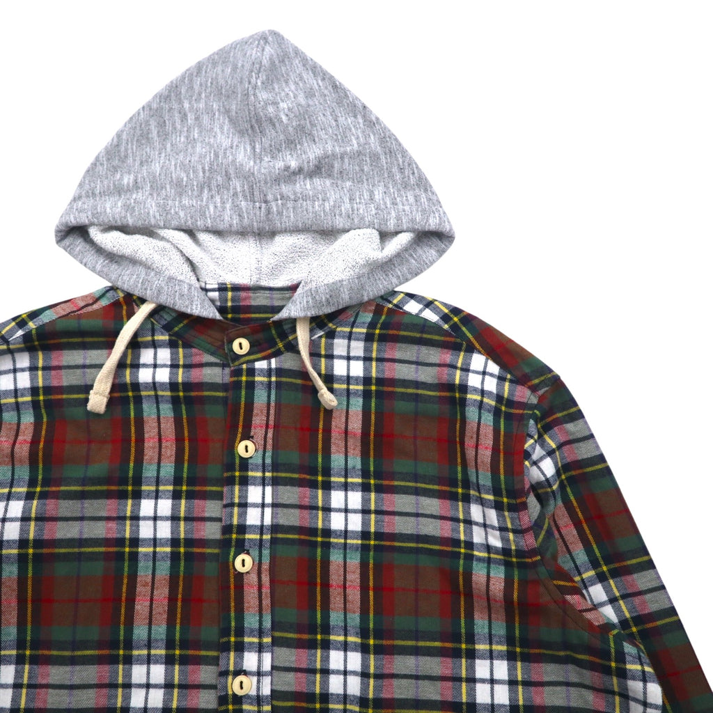 Sunday Works USA Hooded Check Shirt XL Red Green UNION MADE