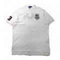 Polo by Ralph Lauren 90s Polo Shirt, XL, White Cotton, Pique, Polo Player, Back Logo Embroidery
