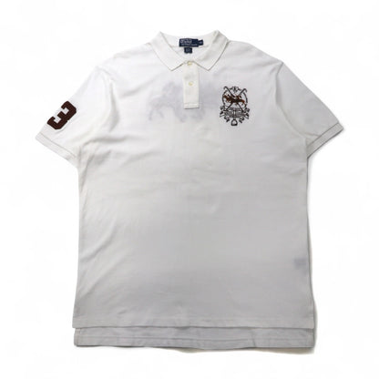Polo by Ralph Lauren 90年代 ポロシャツ XL ホワイト コットン 鹿の子 ポロプレイヤー バックロゴ刺繍