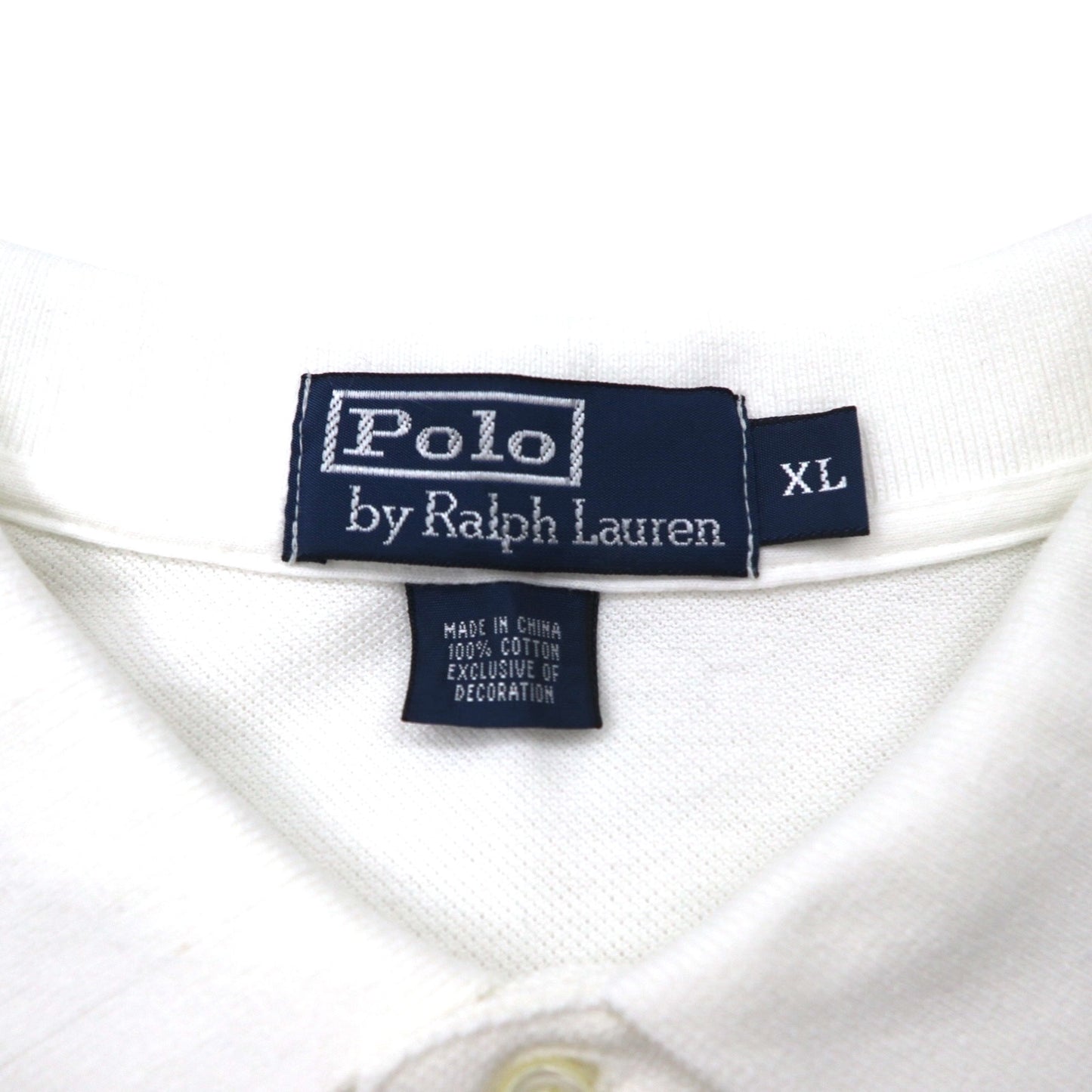 Polo by Ralph Lauren 90年代 ポロシャツ XL ホワイト コットン 鹿の子 ポロプレイヤー バックロゴ刺繍