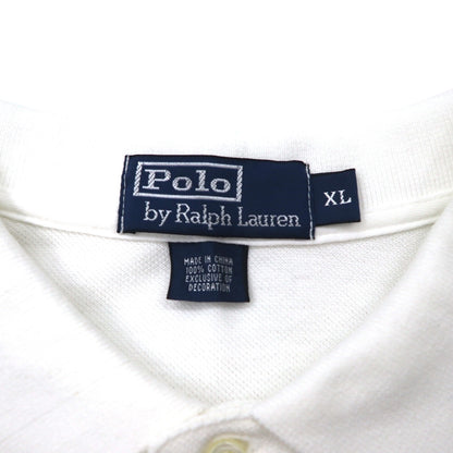 Polo by Ralph Lauren 90年代 ポロシャツ XL ホワイト コットン 鹿の子 ポロプレイヤー バックロゴ刺繍