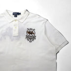 Polo by Ralph Lauren 90s Polo Shirt, XL, White Cotton, Pique, Polo Player, Back Logo Embroidery