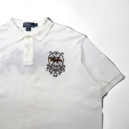 Polo by Ralph Lauren 90年代 ポロシャツ XL ホワイト コットン 鹿の子 ポロプレイヤー バックロゴ刺繍