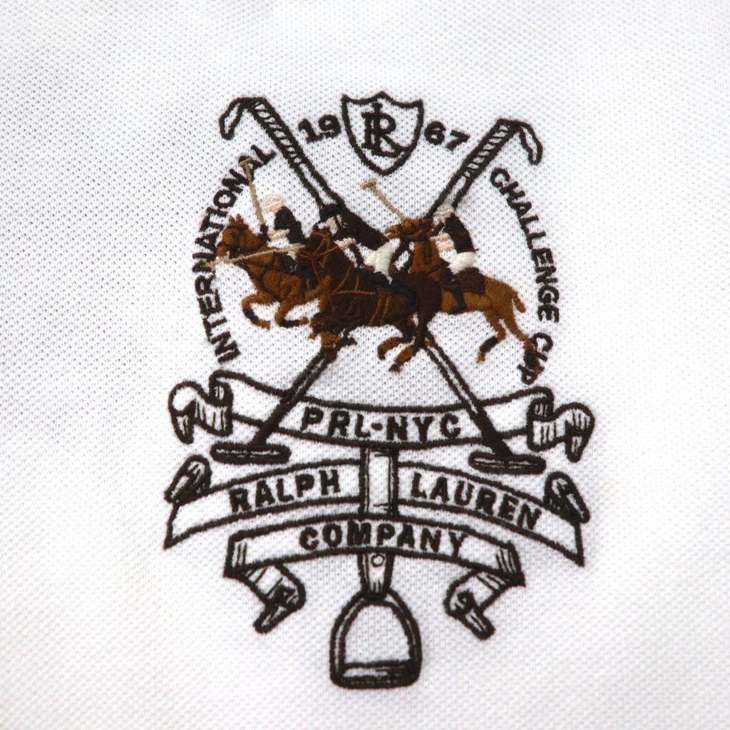 Polo by Ralph Lauren 90s Polo Shirt, XL, White Cotton, Pique, Polo Player, Back Logo Embroidery