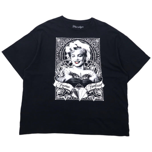 日本然リトテ-古着オンライン-marilyn マリリンモンロー タトゥー パロディーTシャツ 3XL ブラック コットン Fame Fortune ビッグサイズ-Marilyn Monroe Tattoo Palody T-Shirt 3XL Black Cotton FAME FORTUNE Big Size