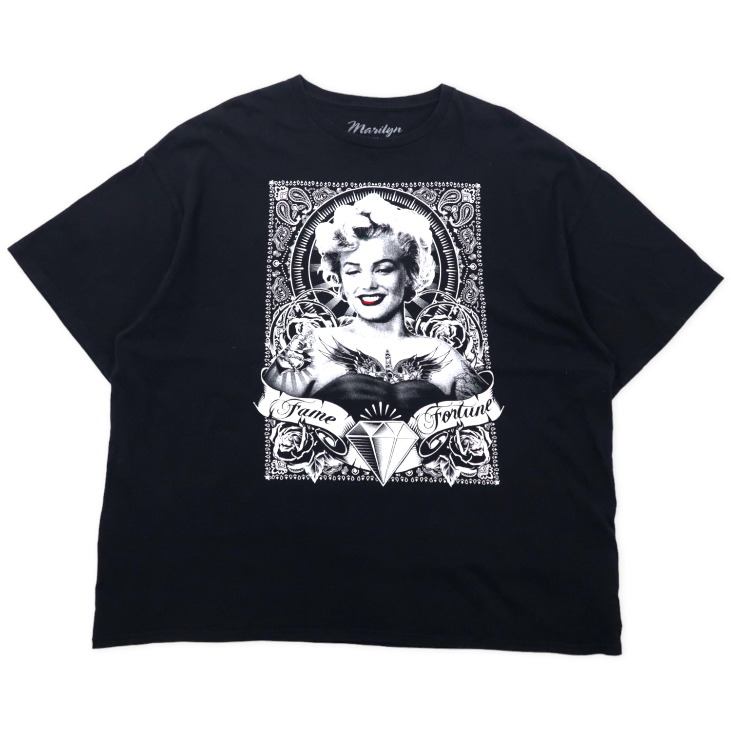 Marilyn Monroe Tattoo Palody T-Shirt 3XL Black Cotton FAME FORTUNE 