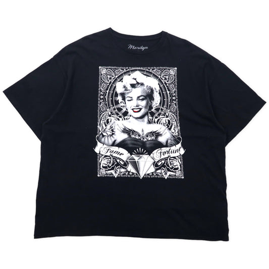 marilyn マリリンモンロー タトゥー パロディーTシャツ 3XL ブラック コットン Fame Fortune ビッグサイズ