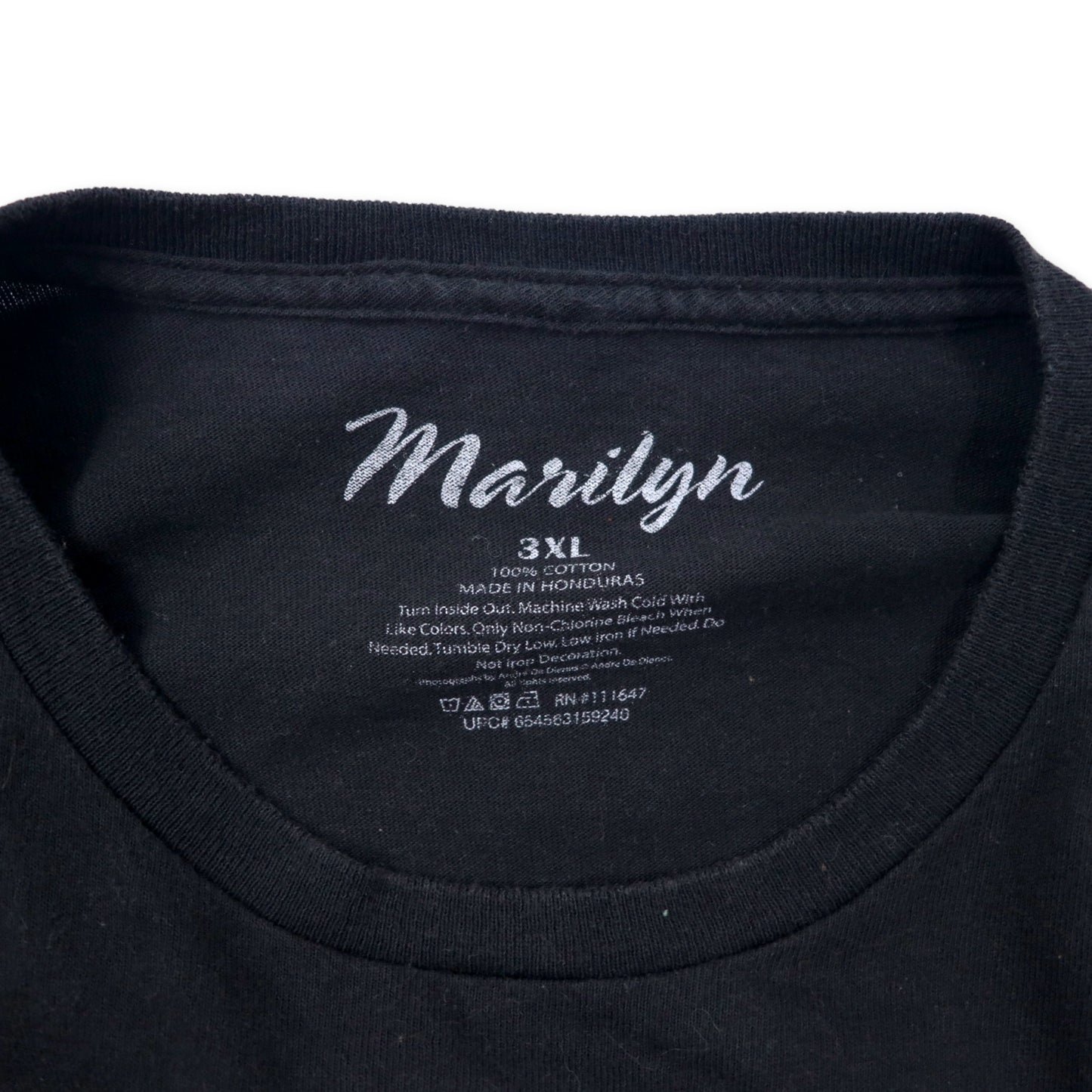 marilyn マリリンモンロー タトゥー パロディーTシャツ 3XL ブラック コットン Fame Fortune ビッグサイズ