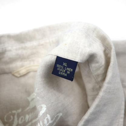 90s Vintage Linen Shirt リネンシャツ XL ベージュ 胸ポケット 麻 Tommy Bahama
