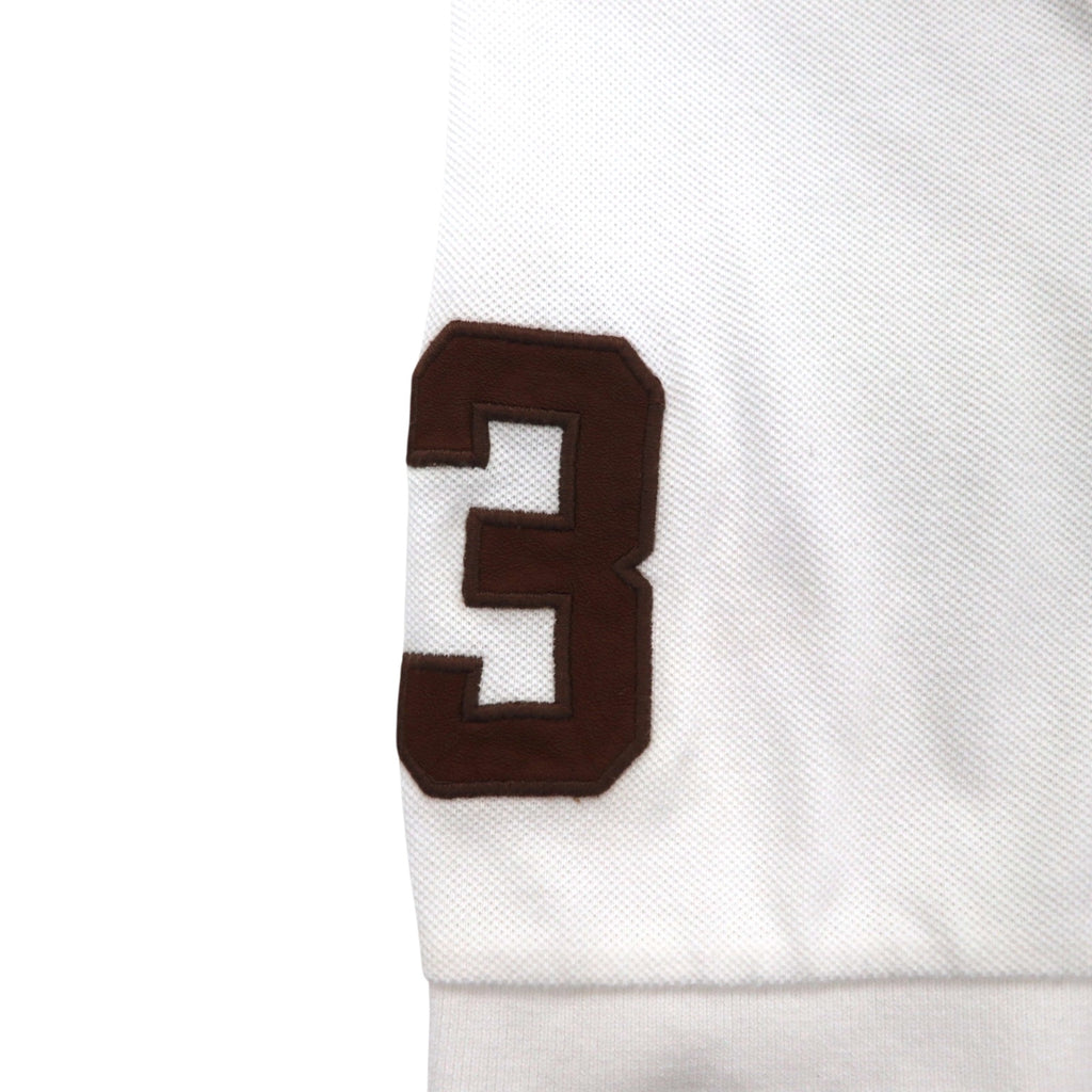 Polo by Ralph Lauren 90s Polo Shirt, XL, White Cotton, Pique, Polo Player, Back Logo Embroidery
