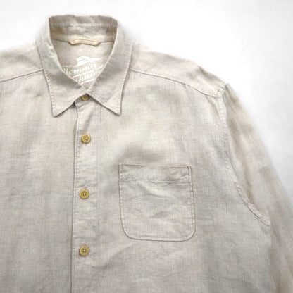 90s Vintage Linen Shirt リネンシャツ XL ベージュ 胸ポケット 麻 Tommy Bahama
