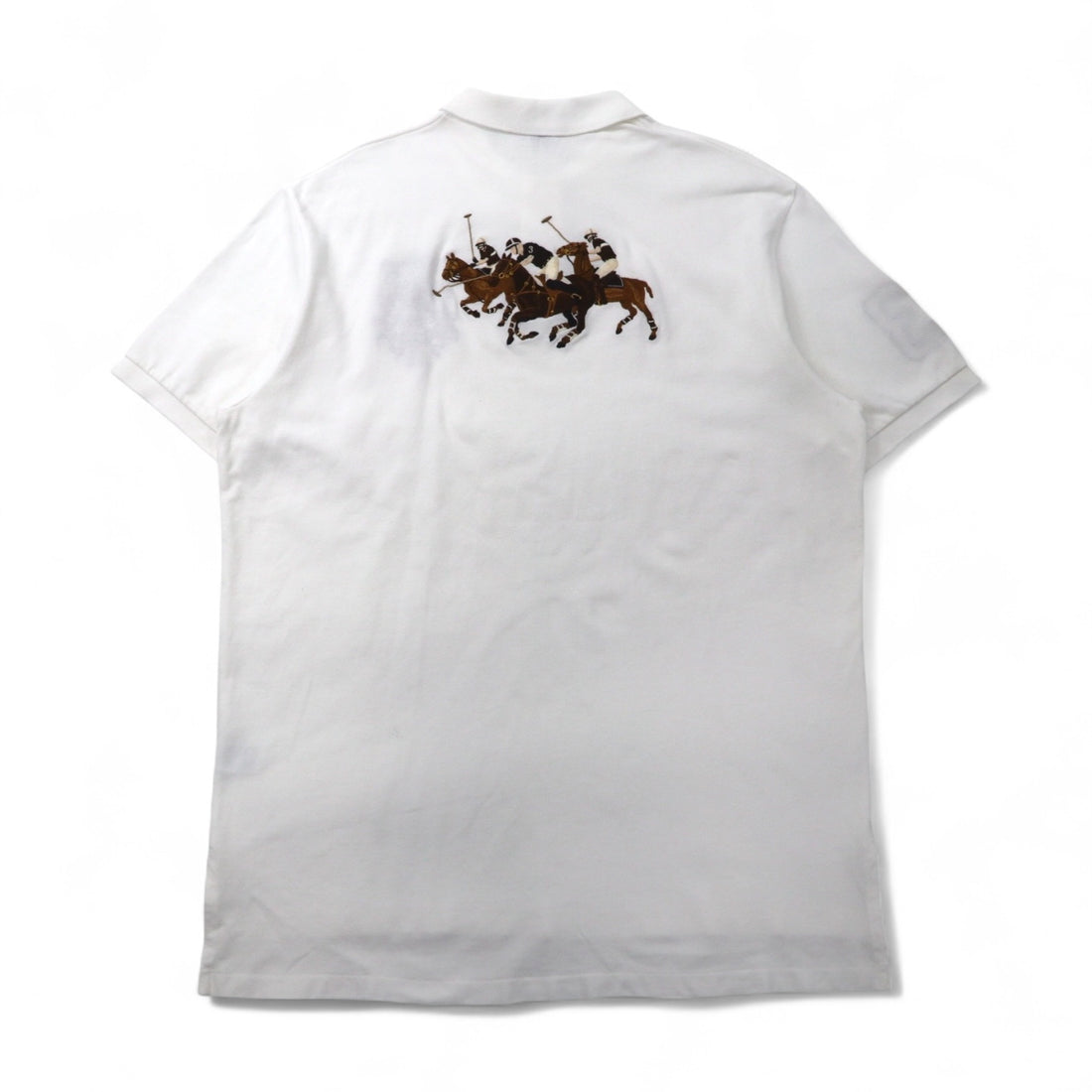 Polo by Ralph Lauren 90s Polo Shirt, XL, White Cotton, Pique, Polo Player, Back Logo Embroidery