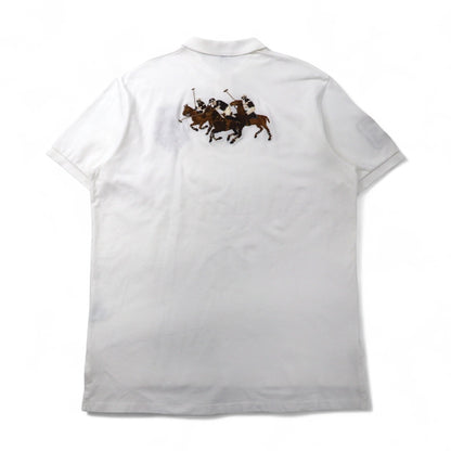 Polo by Ralph Lauren 90年代 ポロシャツ XL ホワイト コットン 鹿の子 ポロプレイヤー バックロゴ刺繍