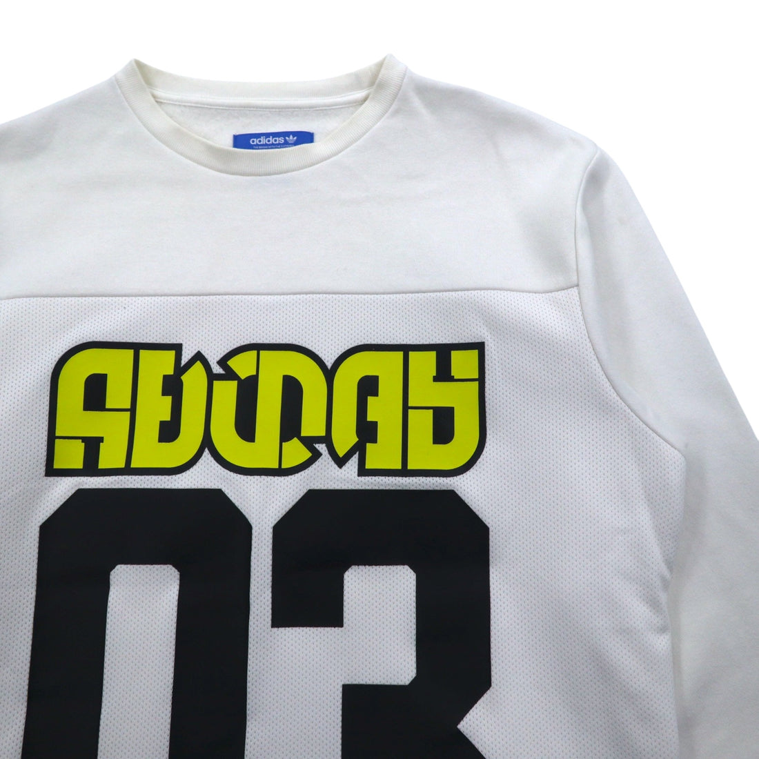 adidas originals numbering print sweatshirt XS white mesh switching WINTER CREW SWEATSHIRT BS2626