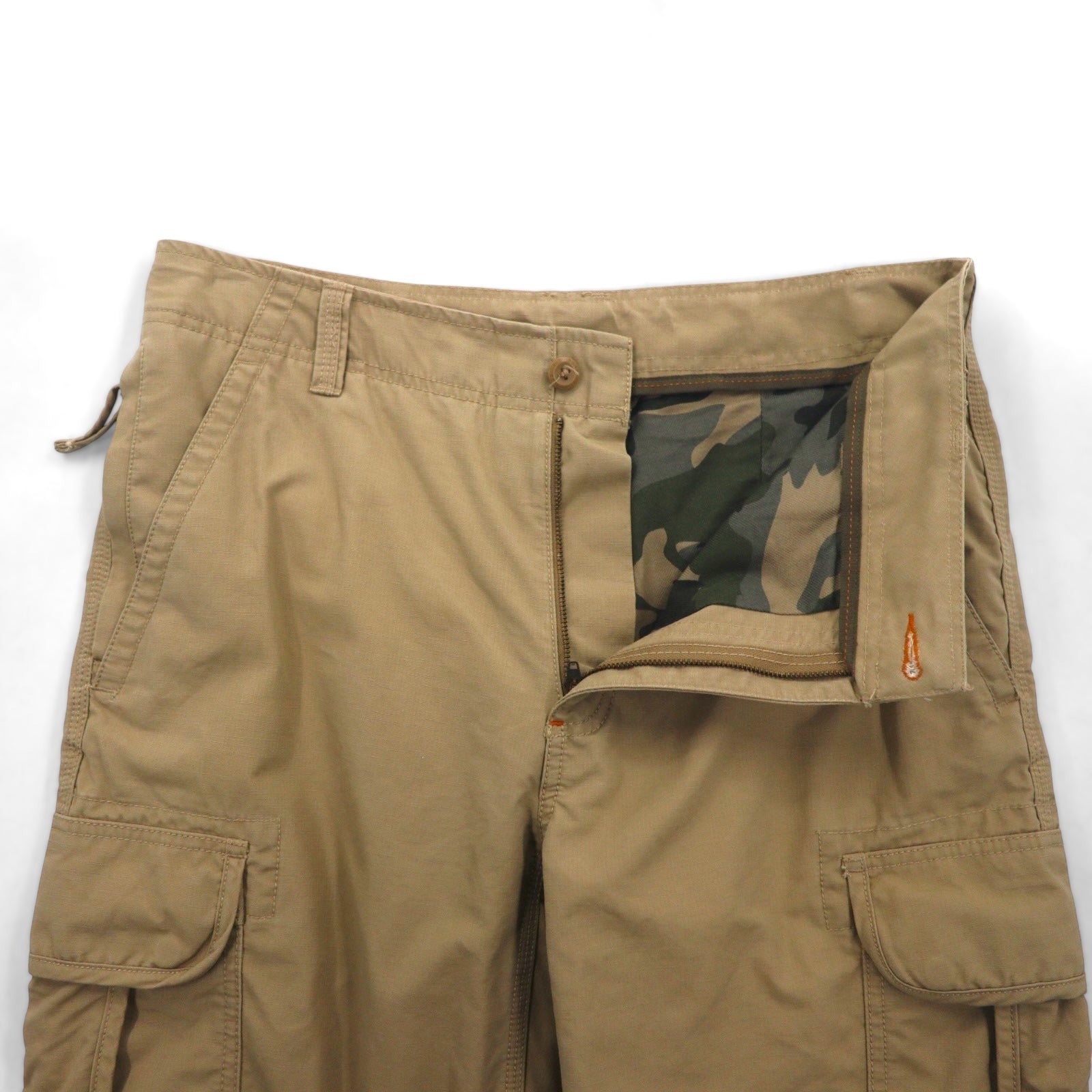 LLBean Outdoor Cargo Pants, Size M, Beige, Cotton, Natural Fit, Camouflage Lining, 505908