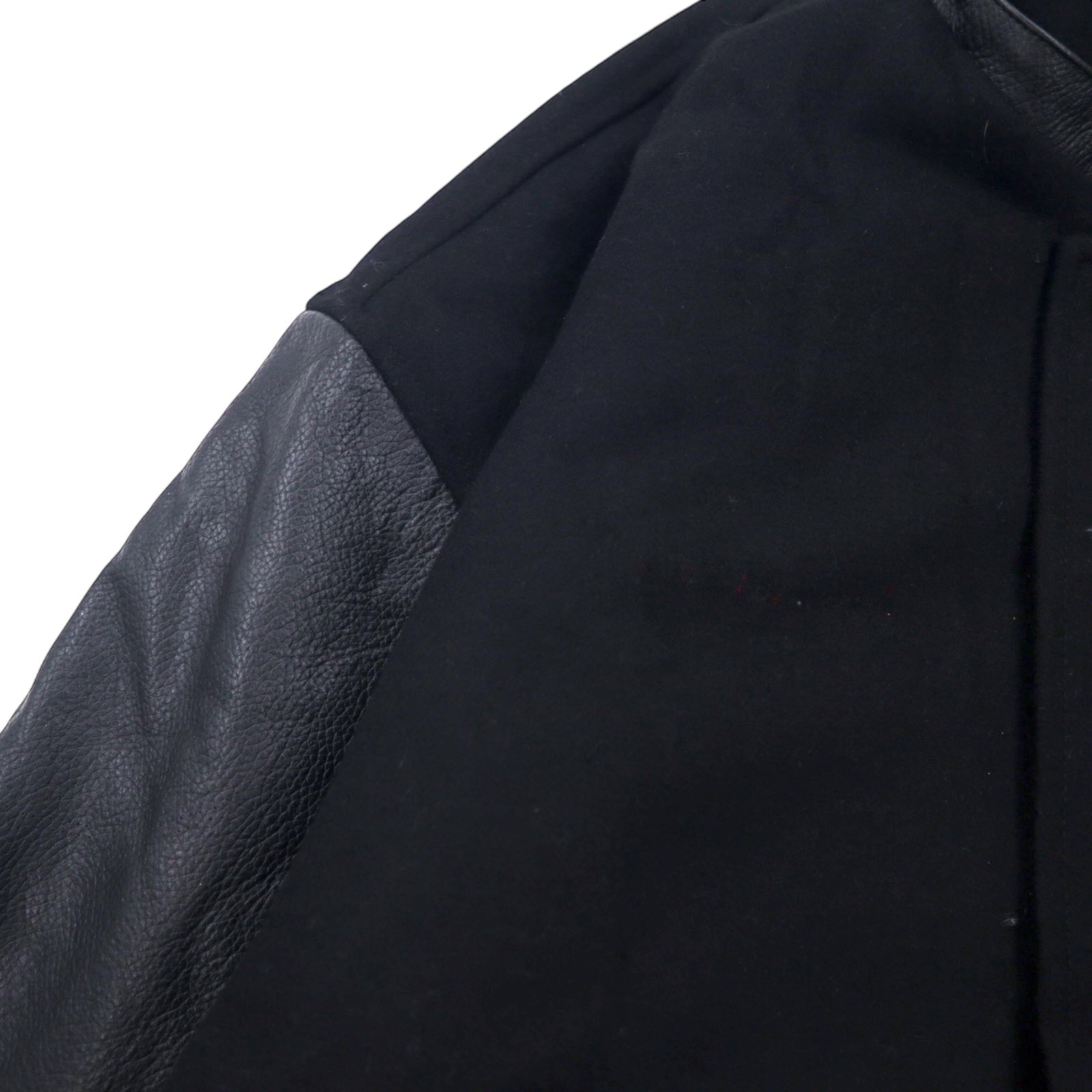 90s NORTH END Sleeve Leather Stadium Jacket XL Black Wool Quilted Liner WELLNITE SERVICES