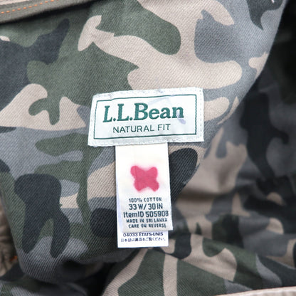 L.L.Bean アウトドア カーゴパンツ M ベージュ コットン NATURAL FIT カモフラ 裏地505908