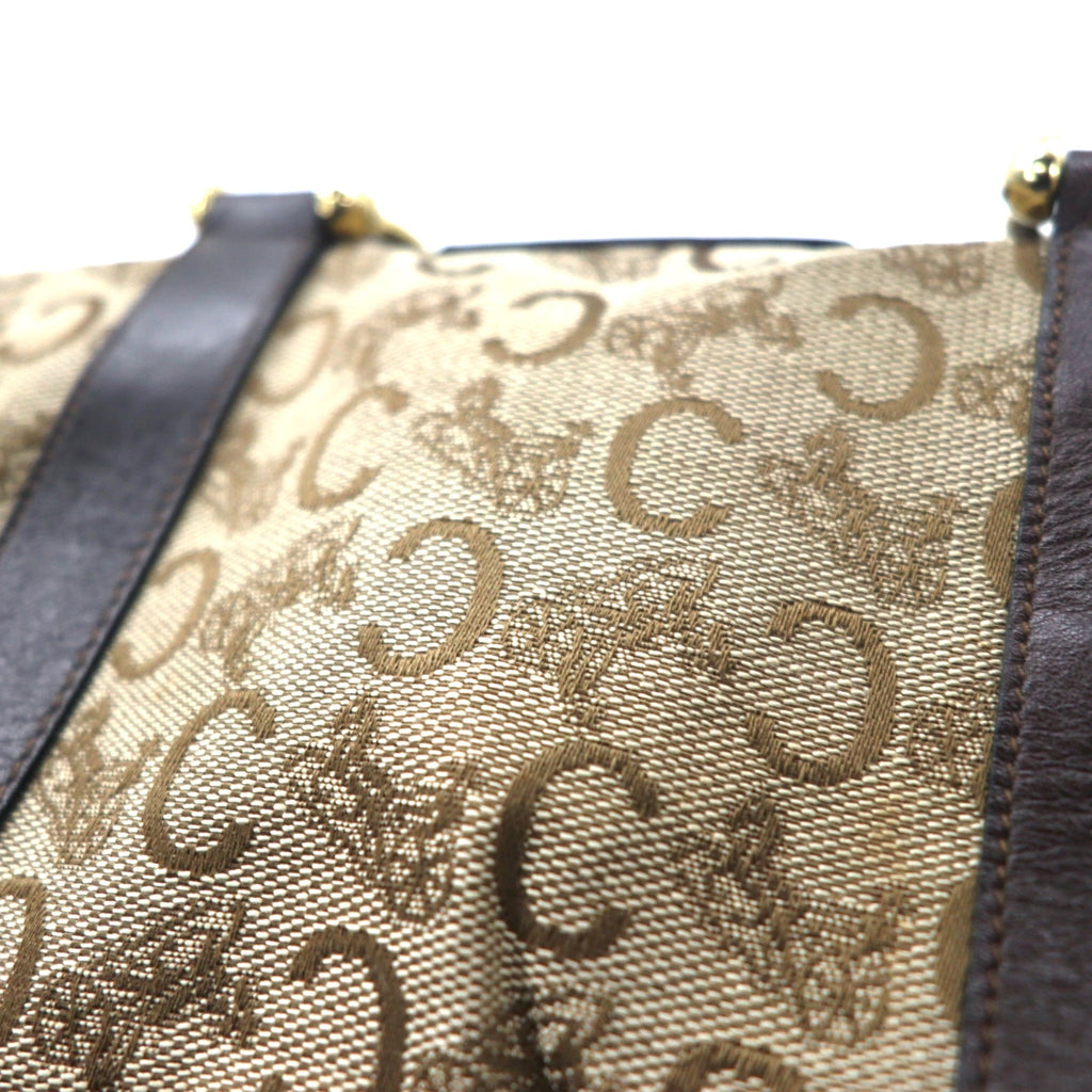 CELINE Made in Italy Old C Macadam Mini Boston Bag Brown Canvas Leather Saluki Carriage