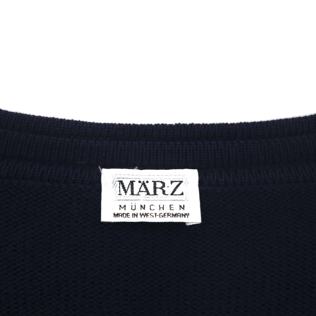 80s West Germany Vintage Knit Cardigan, Size L, Navy, V-Neck, MARZ MUNCHEN, Made in West Germany, 1980s