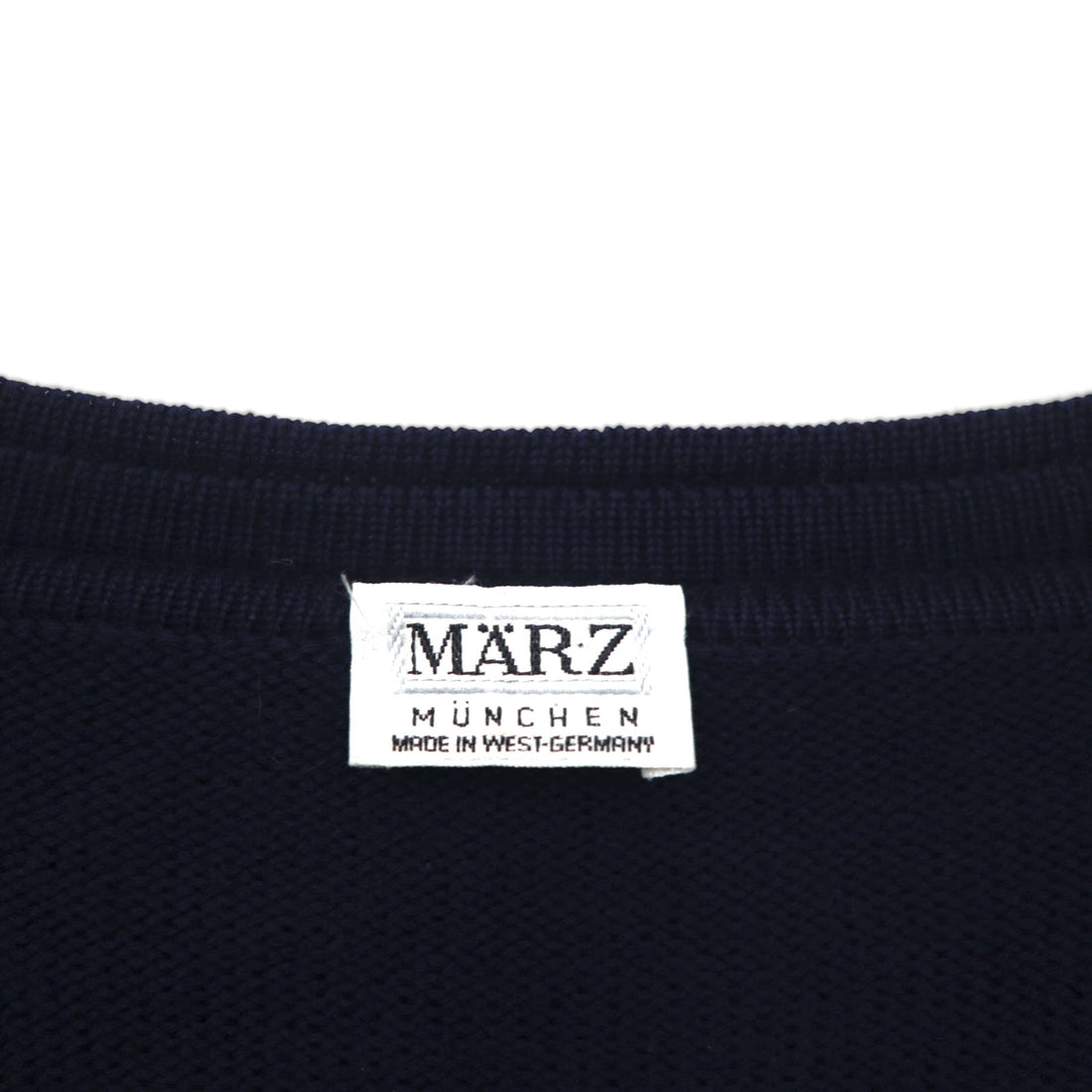 80s West Germany Vintage Knit Cardigan, Size L, Navy, V-Neck, MARZ MUNCHEN, Made in West Germany, 1980s
