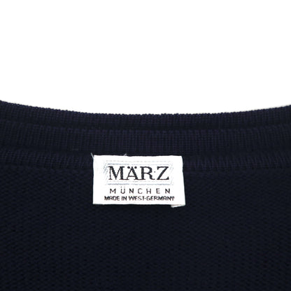 80s West Germany Vintage Knit Cardigan, Size L, Navy, V-Neck, MARZ MUNCHEN, Made in West Germany, 1980s