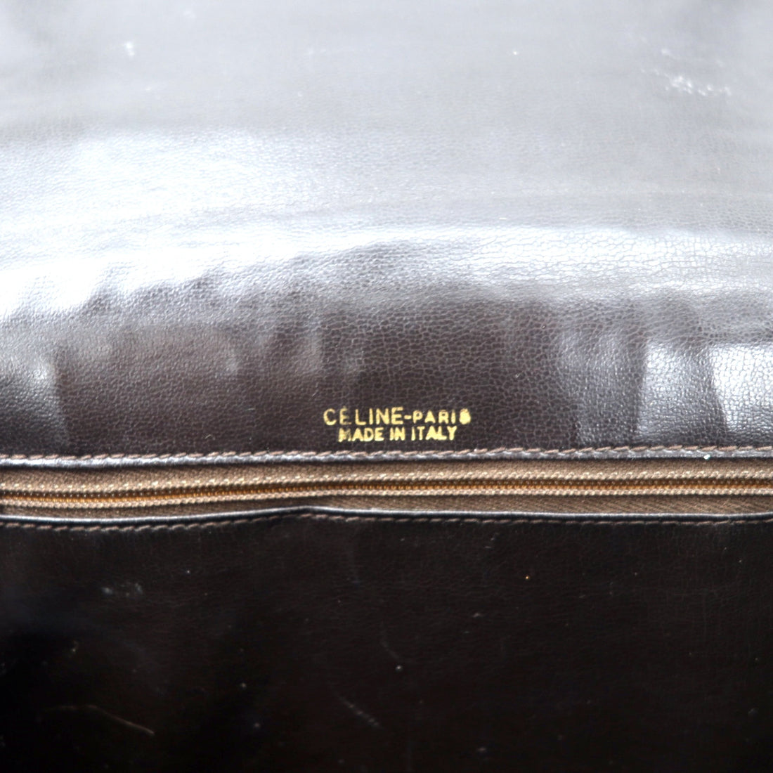 CELINE Made in Italy Old C Macadam Shoulder Bag Brown Canvas Leather Saluki Carriage