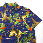 POLO RALPH LAUREN Japanese Pattern Polo Shirt, Size 2XL, Navy, Chest Pocket, All-Over Print, Dragon, Tiger, and Hawk