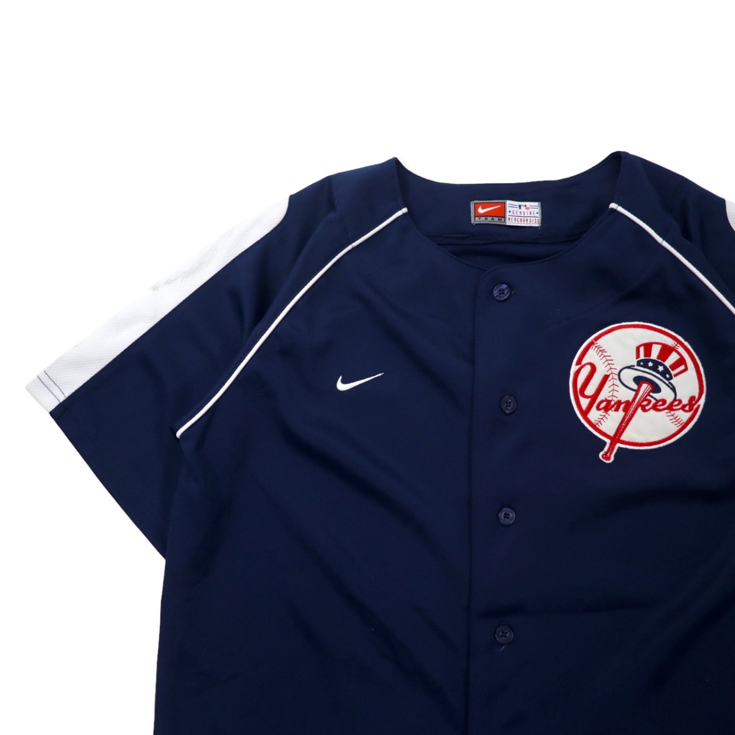 NIKE 90年代 ベースボールシャツ S ネイビー ポリエステル MLB ヤンキース TEAMタグ