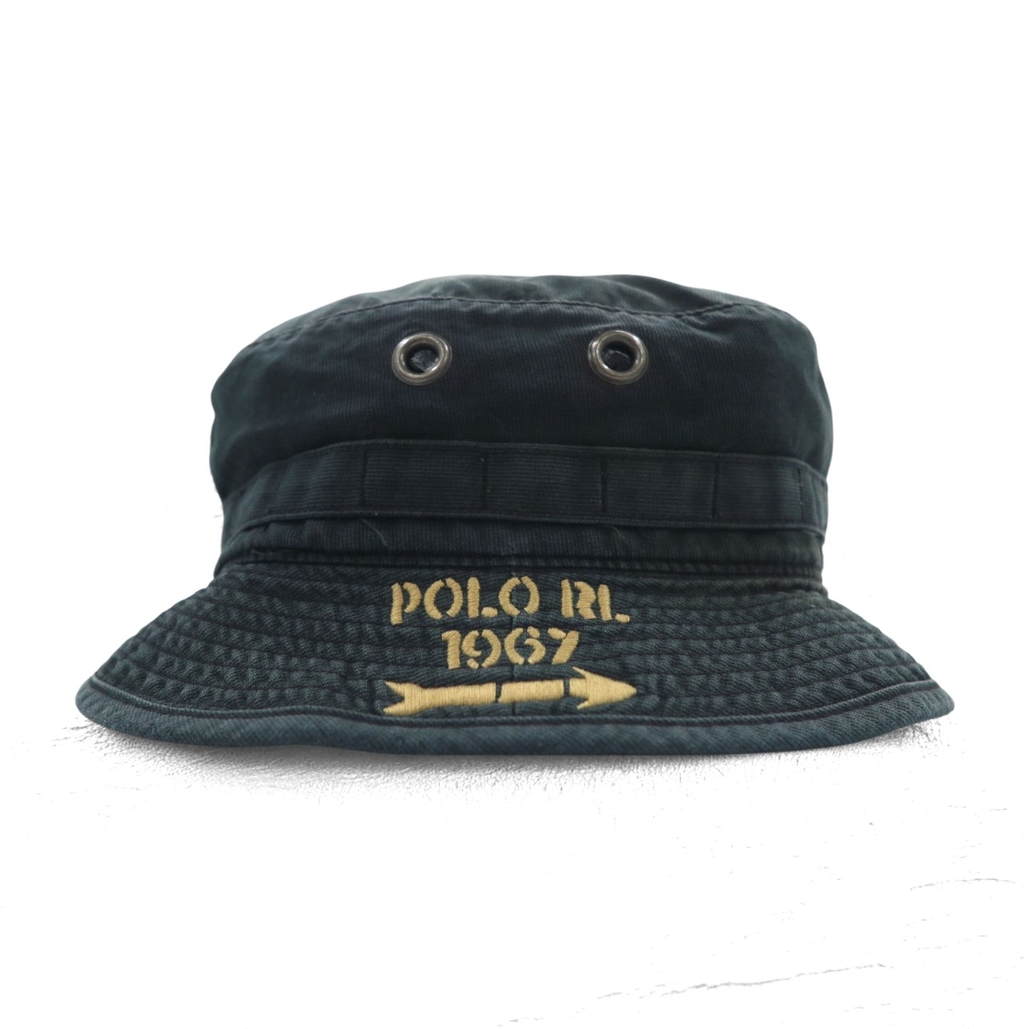 Polo by Ralph Lauren 90年代 バケットハット サファリハット L/XL ブラック コットン フェード