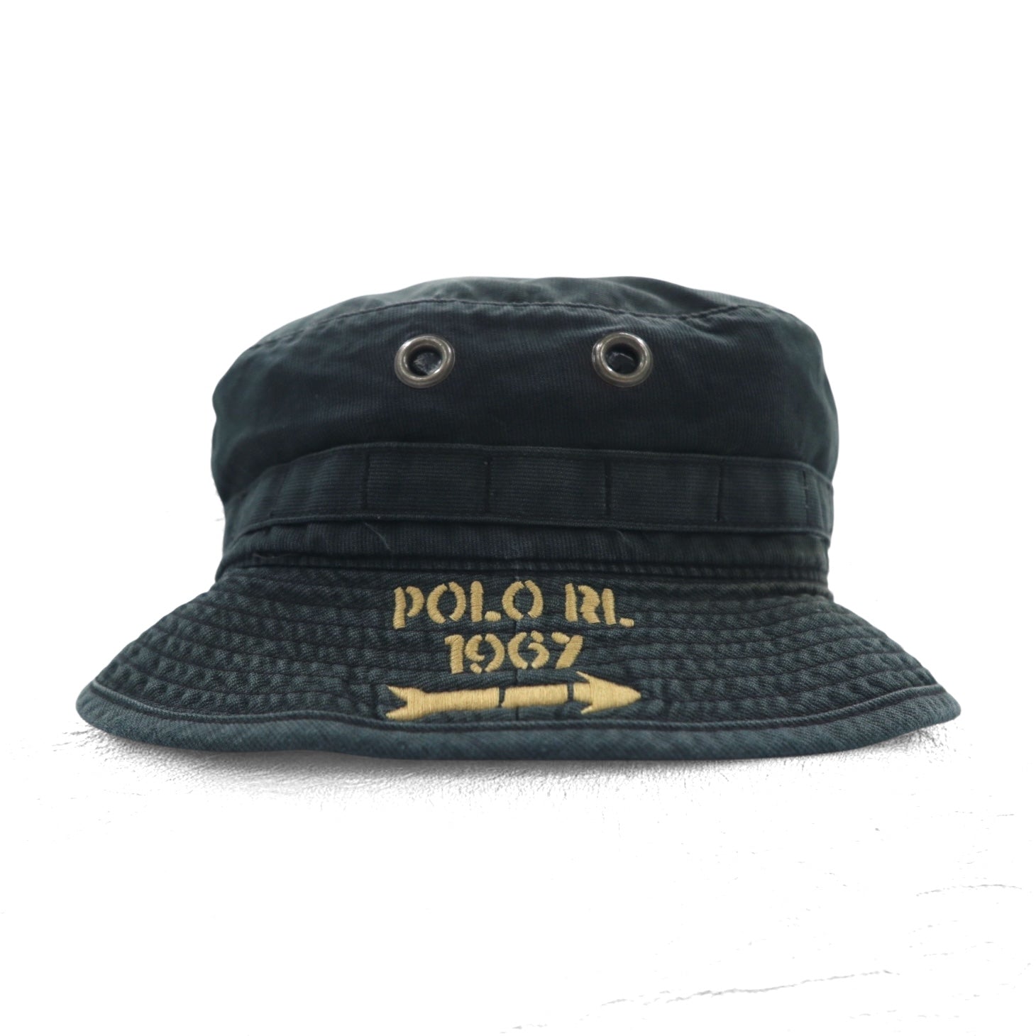 Polo by Ralph Lauren 90s Bucket Hat Safari Hat L/XL Black Cotton Faded