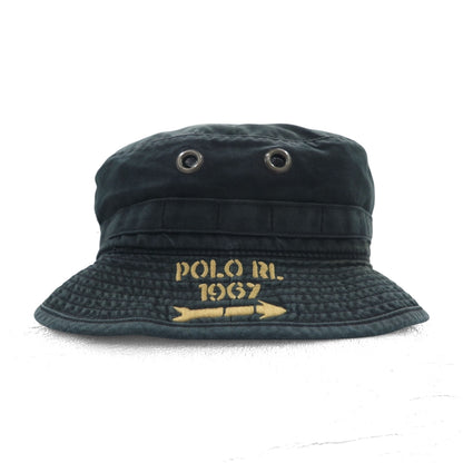 Polo by Ralph Lauren 90年代 バケットハット サファリハット L/XL ブラック コットン フェード