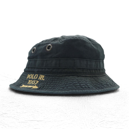 Polo by Ralph Lauren 90年代 バケットハット サファリハット L/XL ブラック コットン フェード