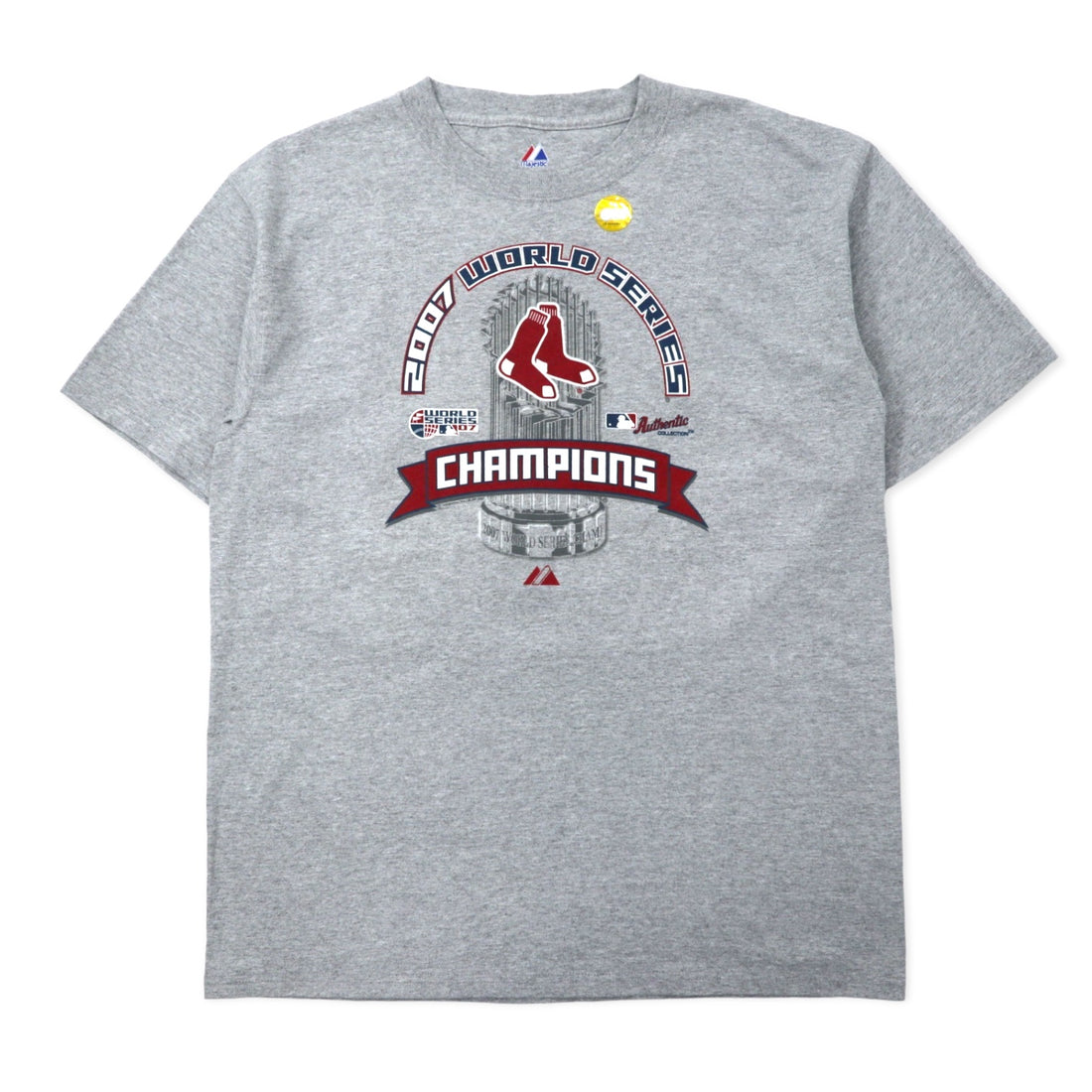 日本然リトテ-古着オンライン-majestic プリント Tシャツ L グレー コットン MLB 2007 WORLD SERIES 未使用品-majestic Print T-Shirt L Gray Cotton MLB 2007 WORLD SERIES Unused