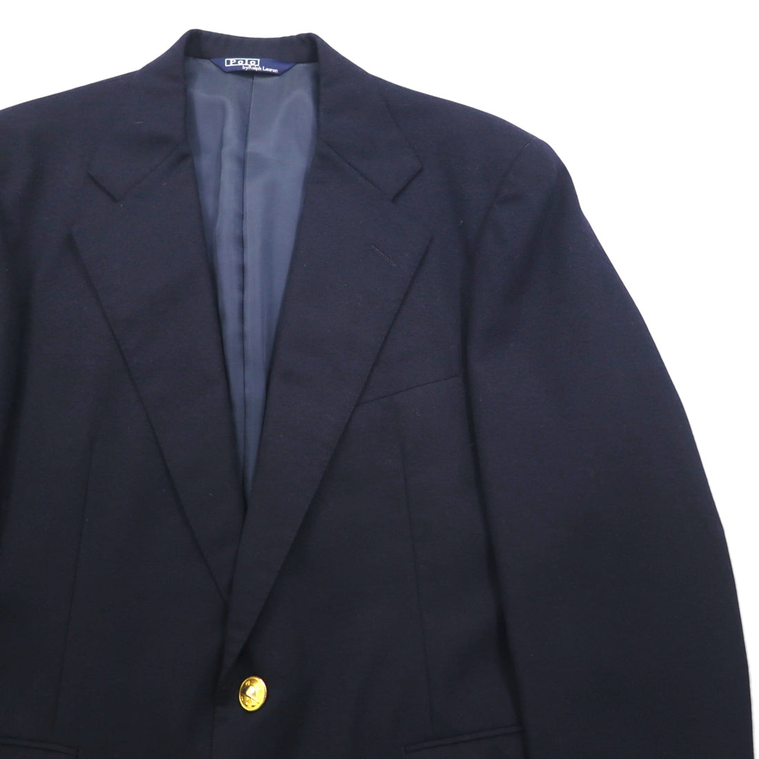 Polo Ralph Lauren 90s Navy Wool Two-Button Blazer, Size L, Gold Buttons