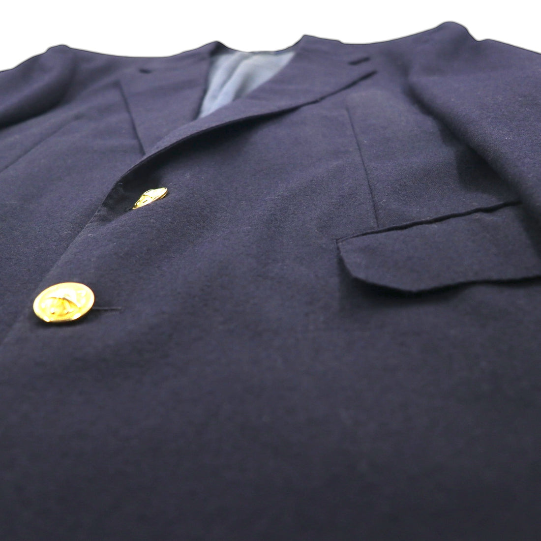 Polo Ralph Lauren 90s Navy Wool Two-Button Blazer, Size L, Gold Buttons
