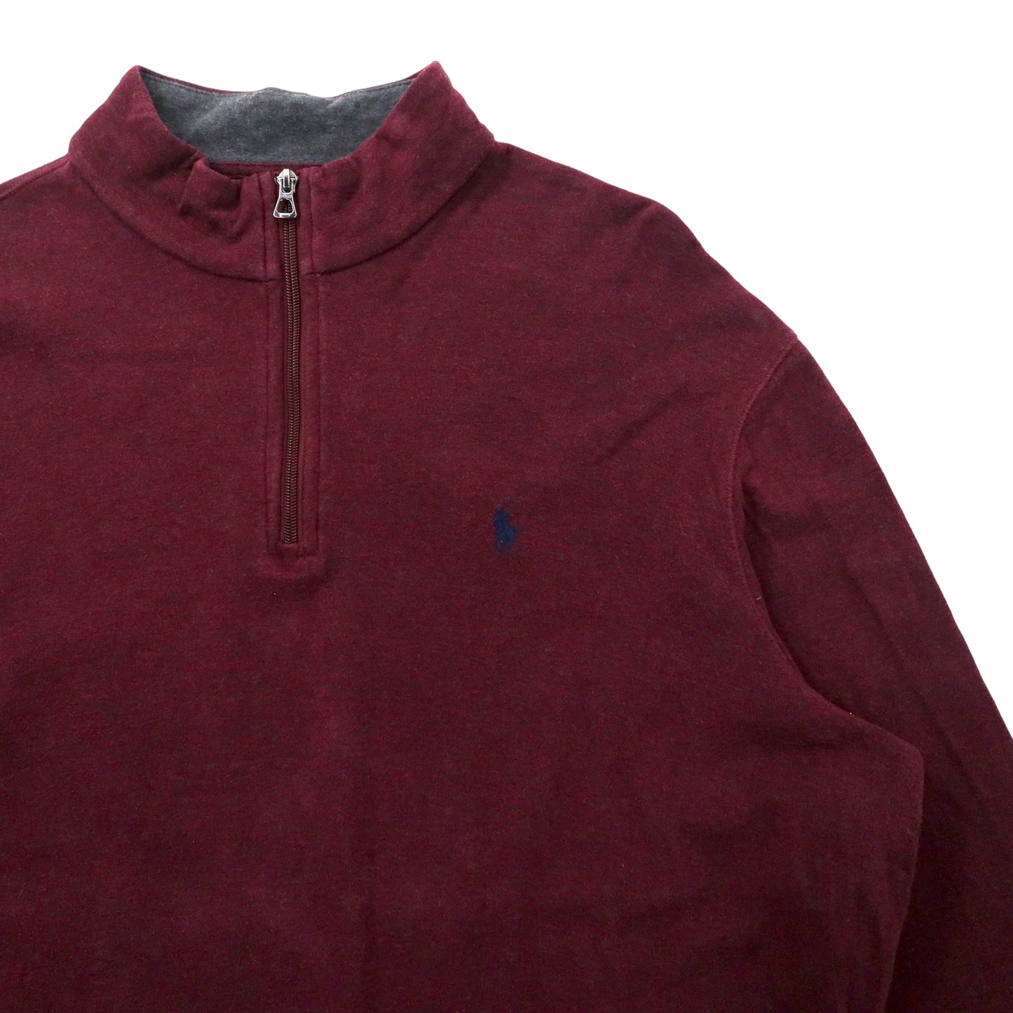 POLO RALPH LAUREN Half Zip Sweat Shirt XL BORDEAUX Cotton Small