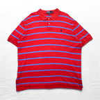 Polo by Ralph Lauren striped polo shirt, XXL, pink cotton, small pony embroidery, made in Sri Lanka
