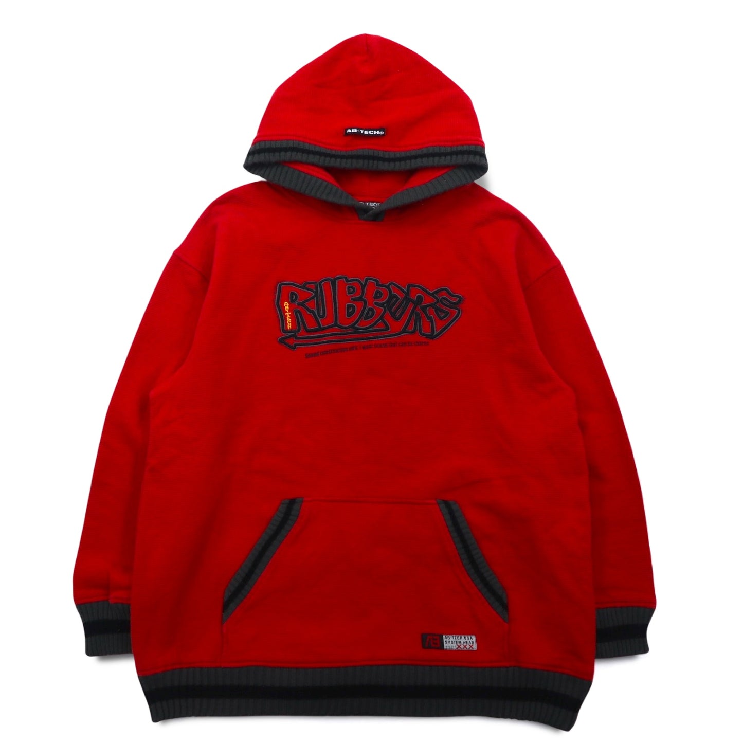 90年代 AB TECH SPORTS ワッフル パーカー XL レッド 刺繍 グラフィティ ストリート ビッグサイズ