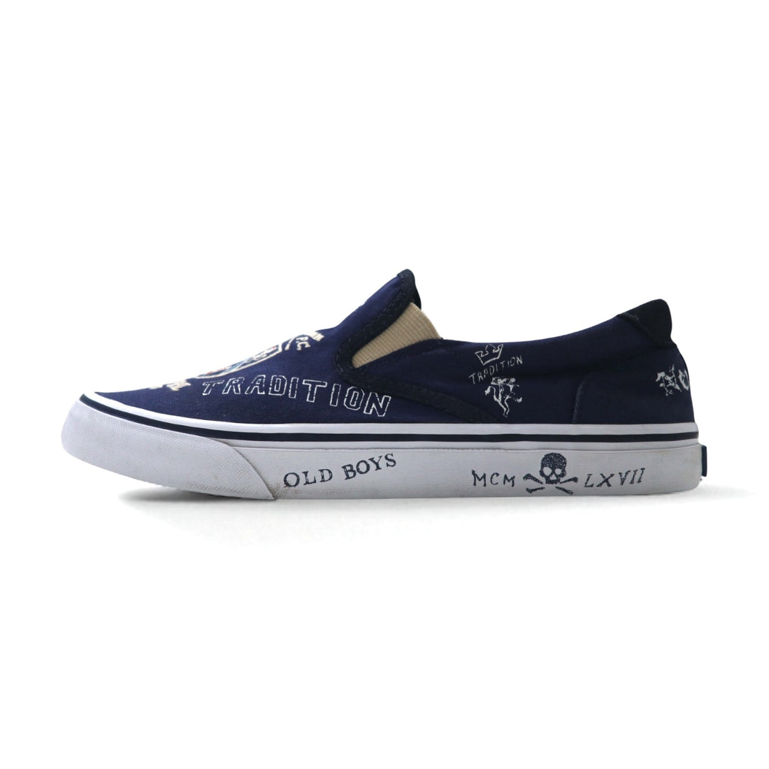 POLO RALPH LAUREN スリッポン スニーカー THOMPSON III-NE 27cm ネイビー キャンバス 刺繡 エンブレム