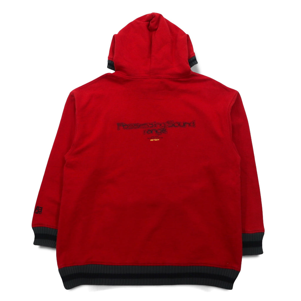 90s AB TECH SPORTS Waffle Hoodie XL Red Embroidery Graffiti Street Big Size