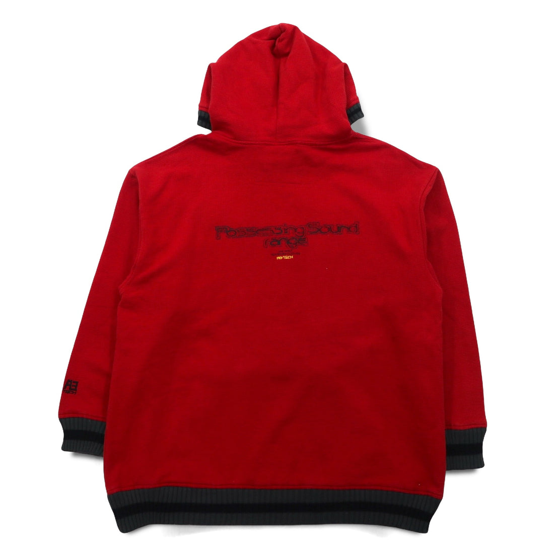 90s AB TECH SPORTS Waffle Hoodie XL Red Embroidery Graffiti Street Big Size