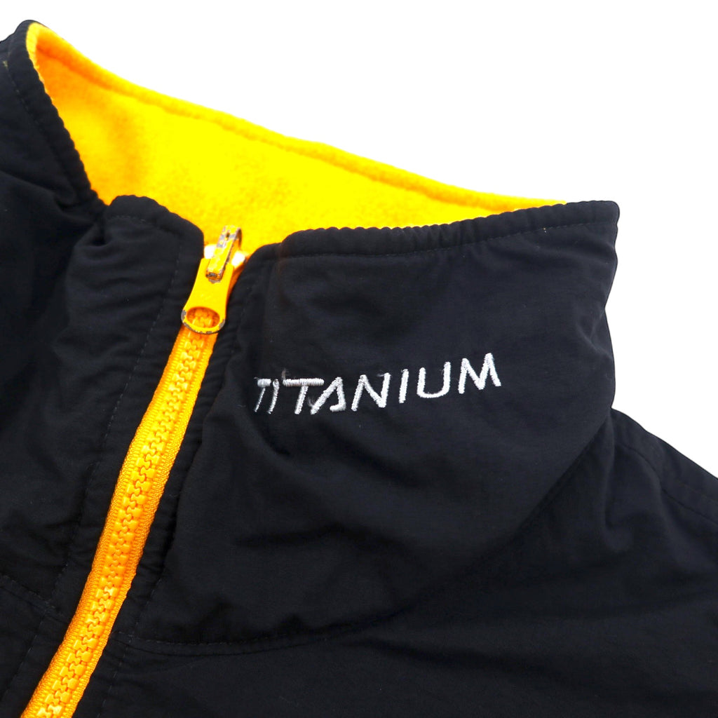 Columbia 90s Nylon Switch Full Zip Fleece Vest XL Yellow Polyester TITANIUM One Point Logo Embroidered Double Zip