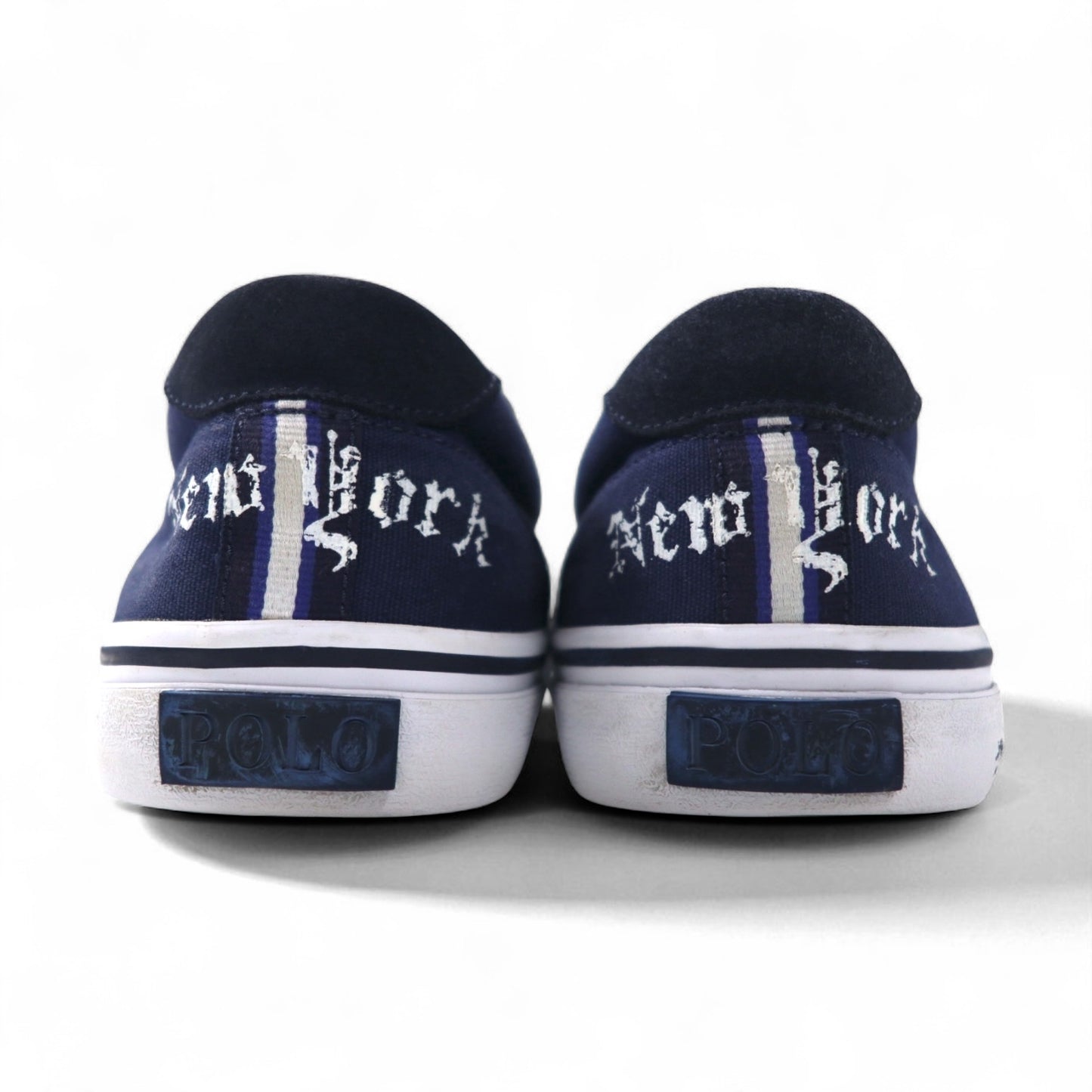 POLO RALPH LAUREN スリッポン スニーカー THOMPSON III-NE 27cm ネイビー キャンバス 刺繡 エンブレム