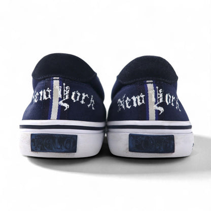 POLO RALPH LAUREN スリッポン スニーカー THOMPSON III-NE 27cm ネイビー キャンバス 刺繡 エンブレム