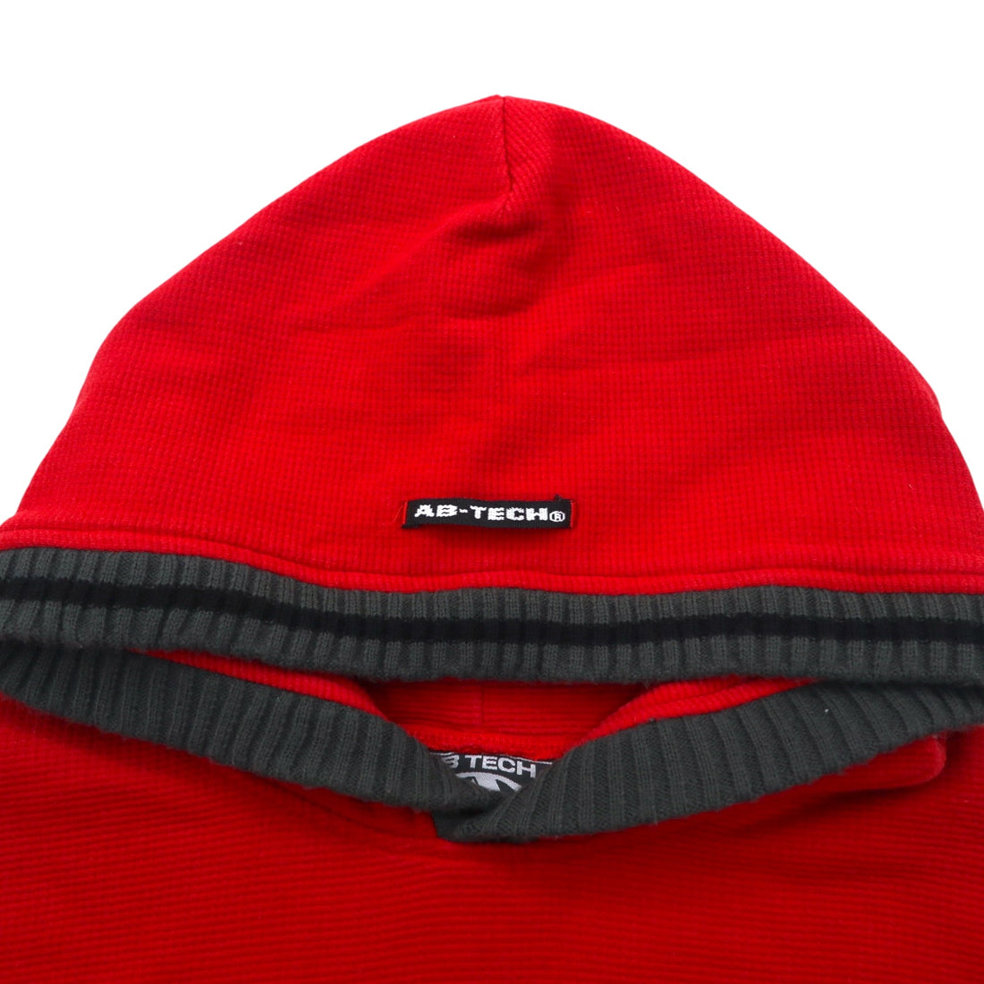 90s AB TECH SPORTS Waffle Hoodie XL Red Embroidery Graffiti Street Big Size