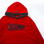 90s AB TECH SPORTS Waffle Hoodie XL Red Embroidery Graffiti Street Big Size