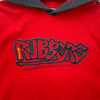 90s AB TECH SPORTS Waffle Hoodie XL Red Embroidery Graffiti Street Big Size