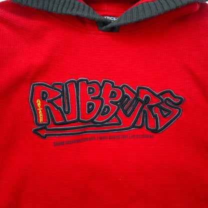 90年代 AB TECH SPORTS ワッフル パーカー XL レッド 刺繍 グラフィティ ストリート ビッグサイズ