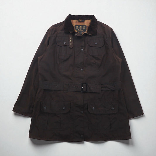 Barbour イギリス製 Utility Mac ユーティリティマック オイルドジャケット XL ブラウン 襟コーデュロイ ベルト付き L1502