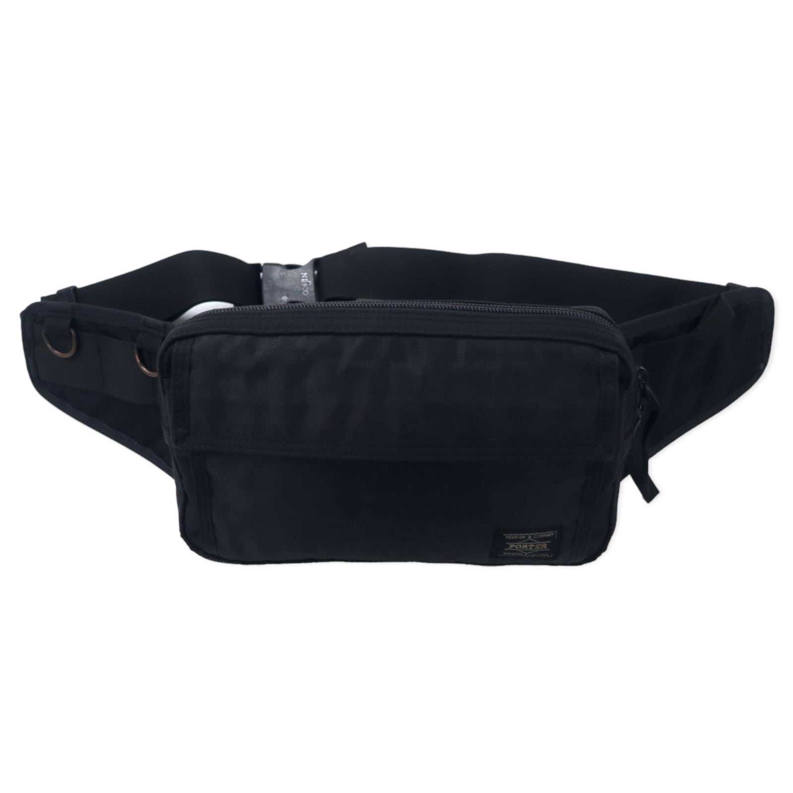 日本然リトテ-古着オンライン-PORTER ブラックパターン ウエストバッグ ボディバッグ ブラック ナイロン ロゴ総柄 日本製-PORTER Black Pattern Funny Pack Body Bag Black Nylon Logo patterned Japan Made